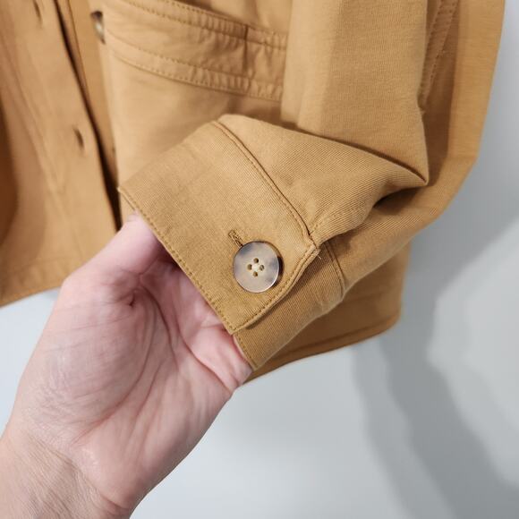 J Jill Modern Barn Knit Shacket Jacket Button Tan Camel Soft Casual, M Petite - Picture 7 of 10
